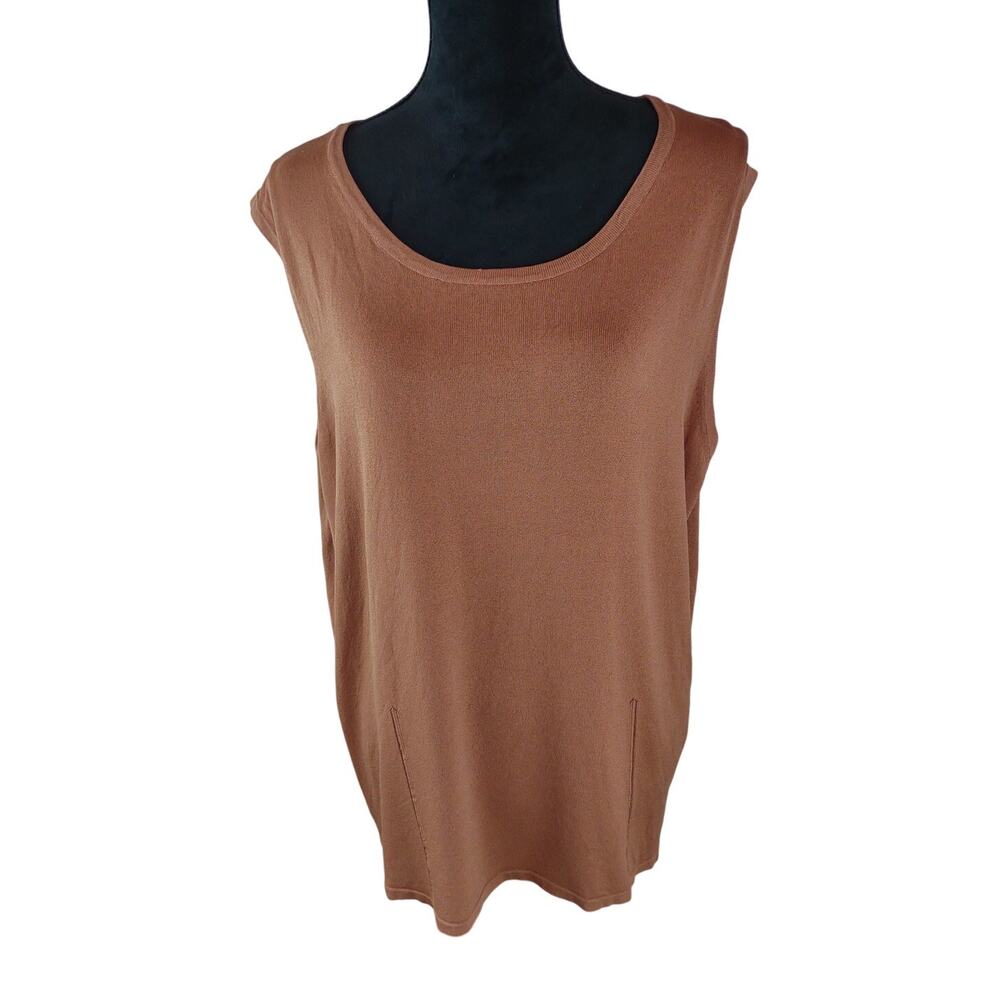 GEORGE Women's Sleeveless Top Brown Rayon Nylon Summer Casual Plus Size 3XL